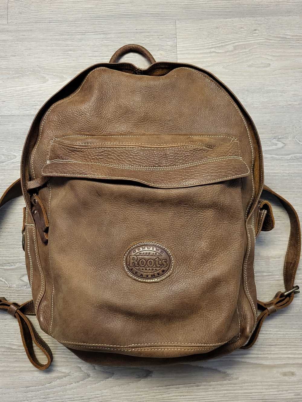 ROOTS Brown Tribe Leather Backpack/Daypack